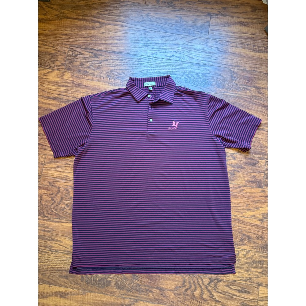 Peter Millar Kapalua Golf Polo Shirt Mens XL Purple Stripe Summer Comfort Maui